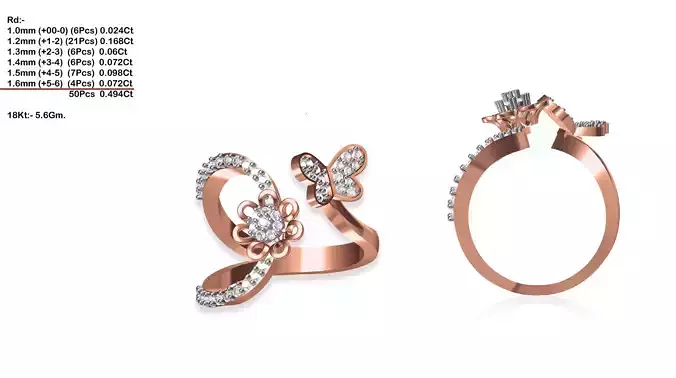 Floral Loop Rose Gold Ring With Diamonds