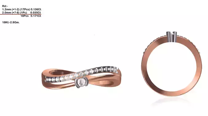 Swirl Rose Gold Ring With Diamonds 15