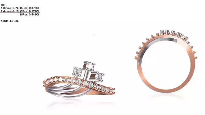 Swirl Rose Gold Ring With Diamonds 16