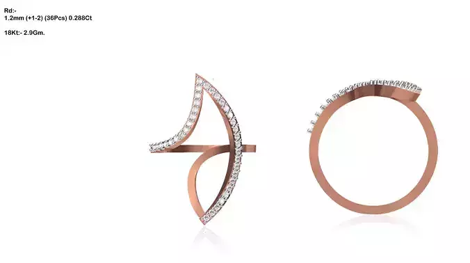 Rose Gold Wave Ring With Diamonds