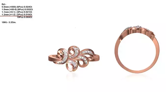 Rose Gold Floral Ring With Diamonds 3