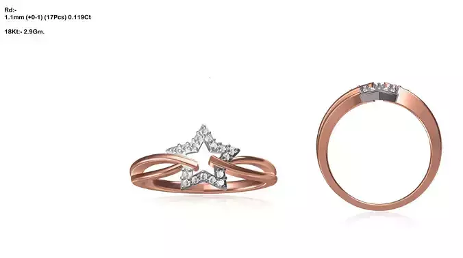 Star Shaped Rose Gold Ring With Diamonds 1
