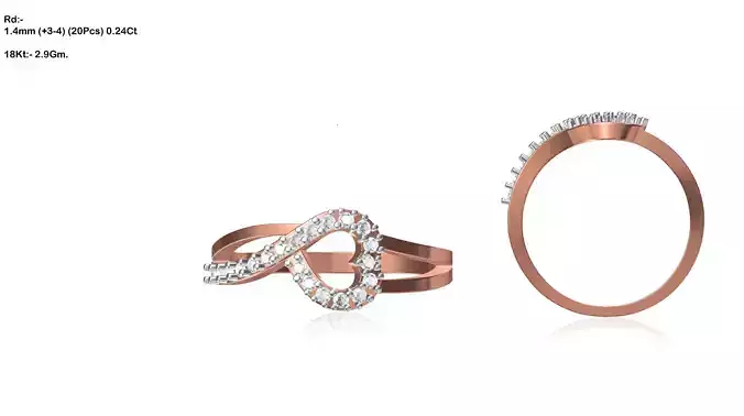 Heart Shape Rose Gold Ring With Diamonds 2