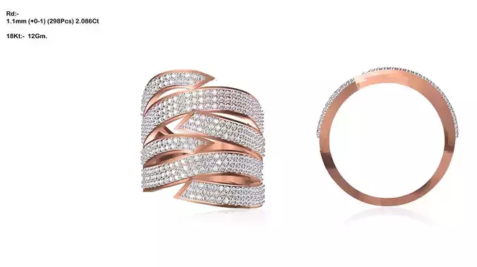 Wide Swirl Rose Gold Ring With Diamonds