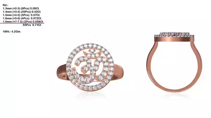 Rose Gold Round OM Ring With Diamonds