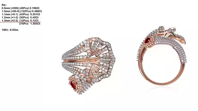 Rose Gold Spiral Ring With Gem