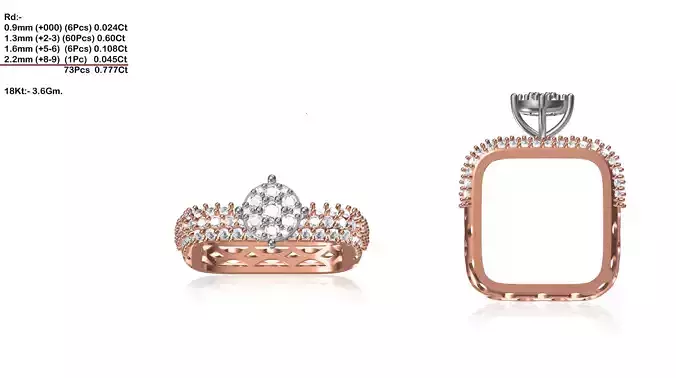 Squircle Shaped Rose Gold Ring With Diamonds 1