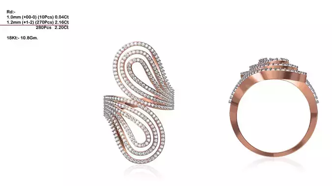 Spiral Loop Rose Gold Ring With Diamonds 3