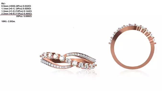 Swirl Rose Gold Ring With Diamonds 21