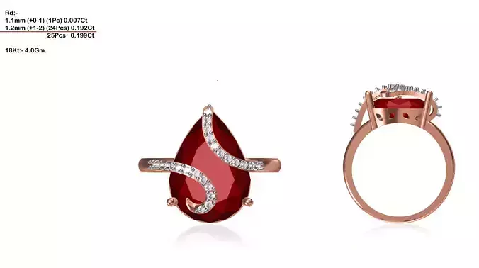 Spiral Rose Gold Ring With Ruby