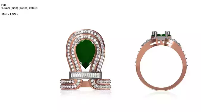 Rose Gold Loop Ring With Emerald
