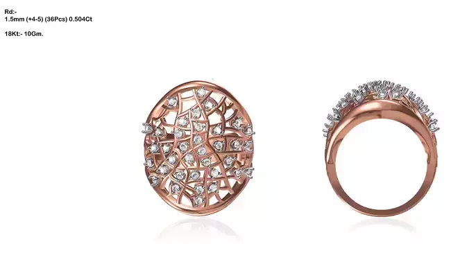 Large Oval Shaped Rose Gold Ring With Diamonds 2