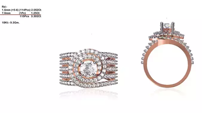 Wide Spiral Rose Gold Ring With Diamonds