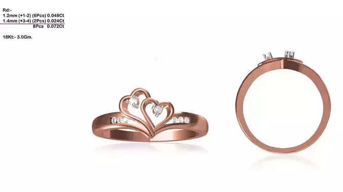 Heart Shaped Rose Gold Ring With Diamonds 6