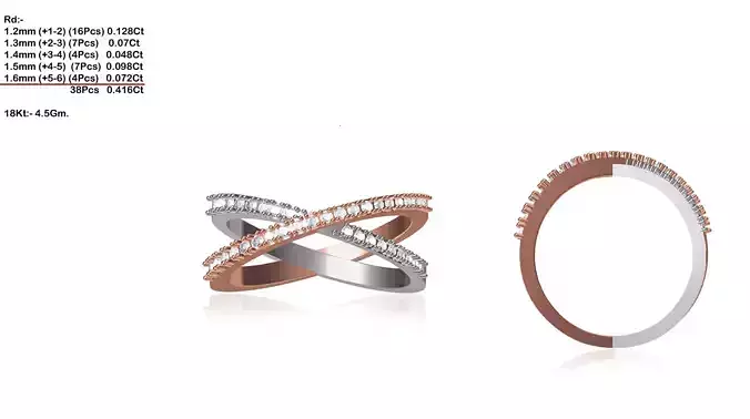 Multi Metal Criss Cross Ring With Diamonds 1