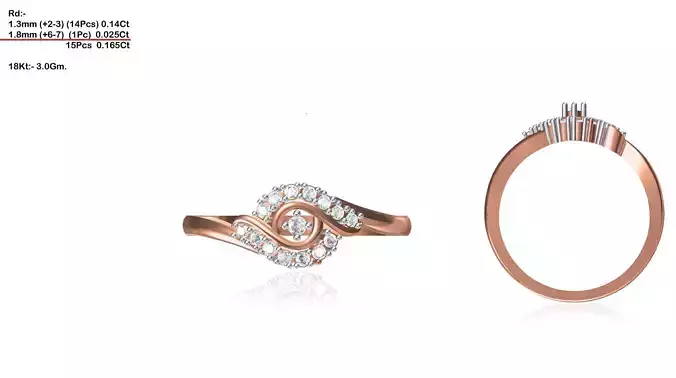 Swirl Rose Gold Ring With Diamonds 24