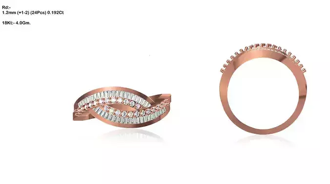 Swirl Rose Gold Ring With Diamonds 25