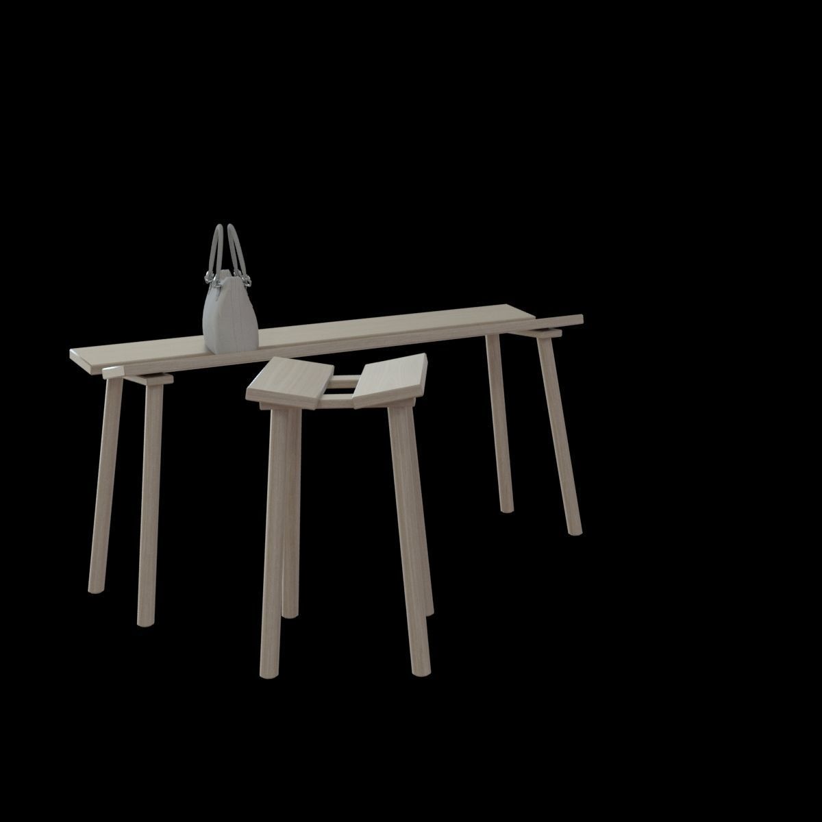 ypperlig bench and stool 3D model_17