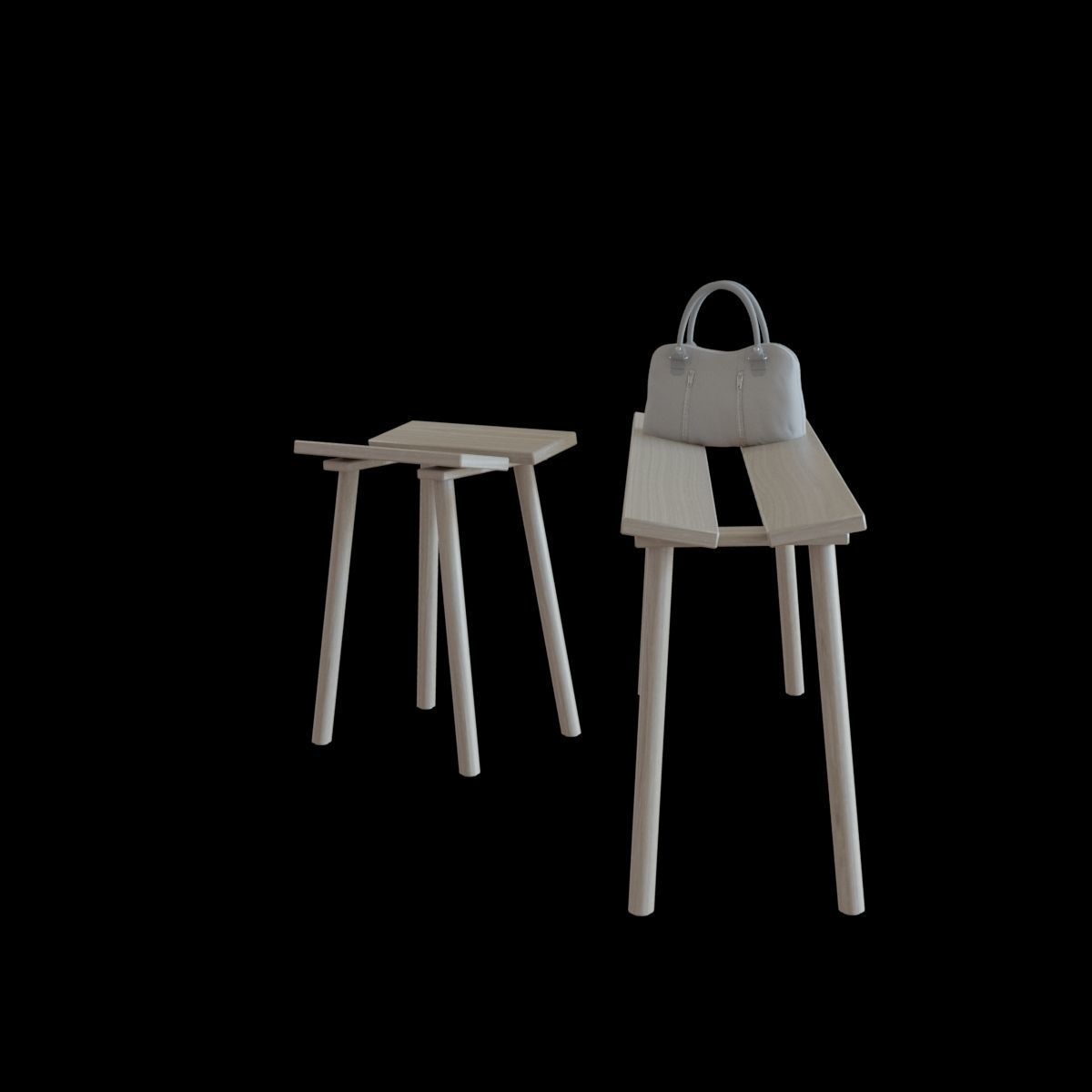 ypperlig bench and stool 3D model_6