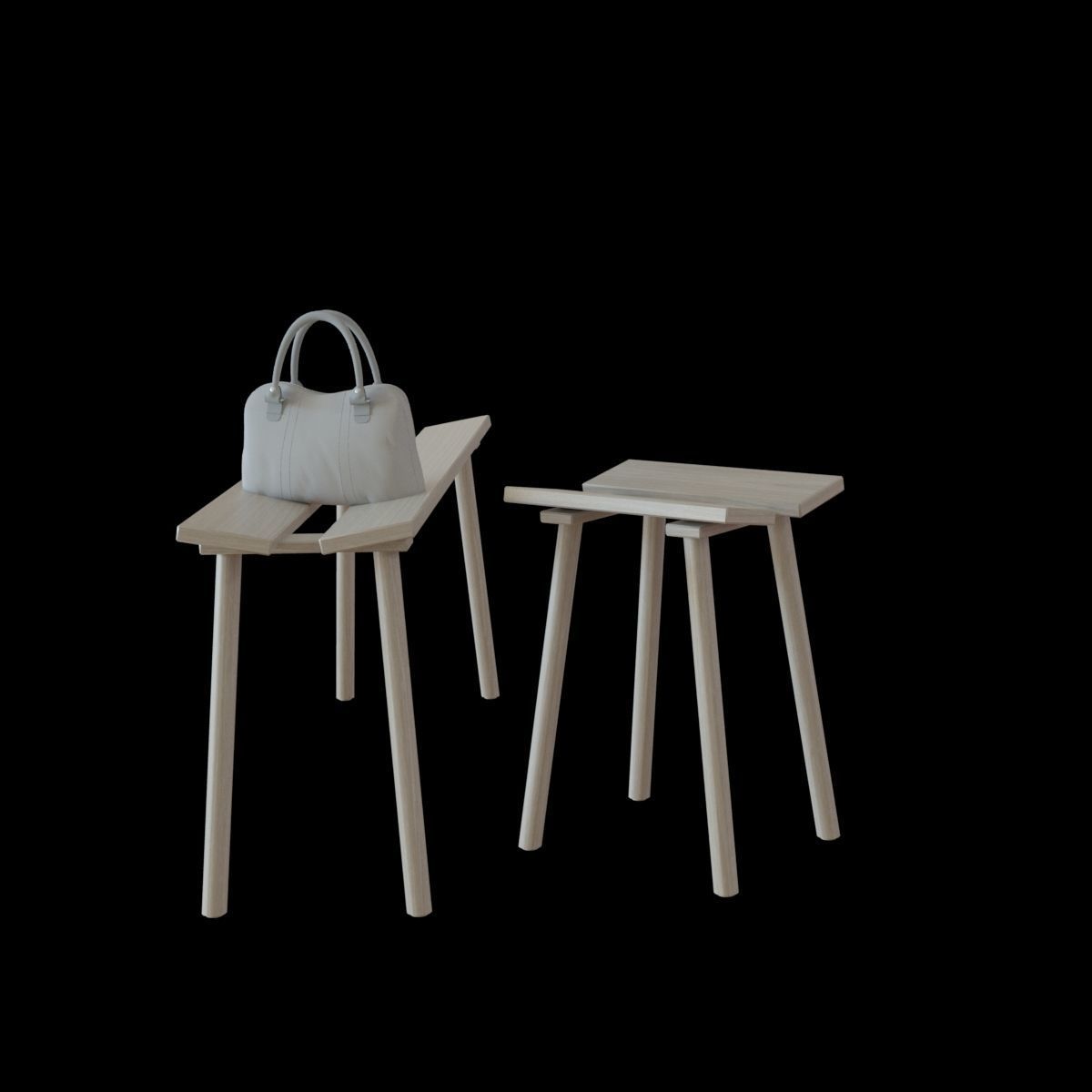 ypperlig bench and stool 3D model_16