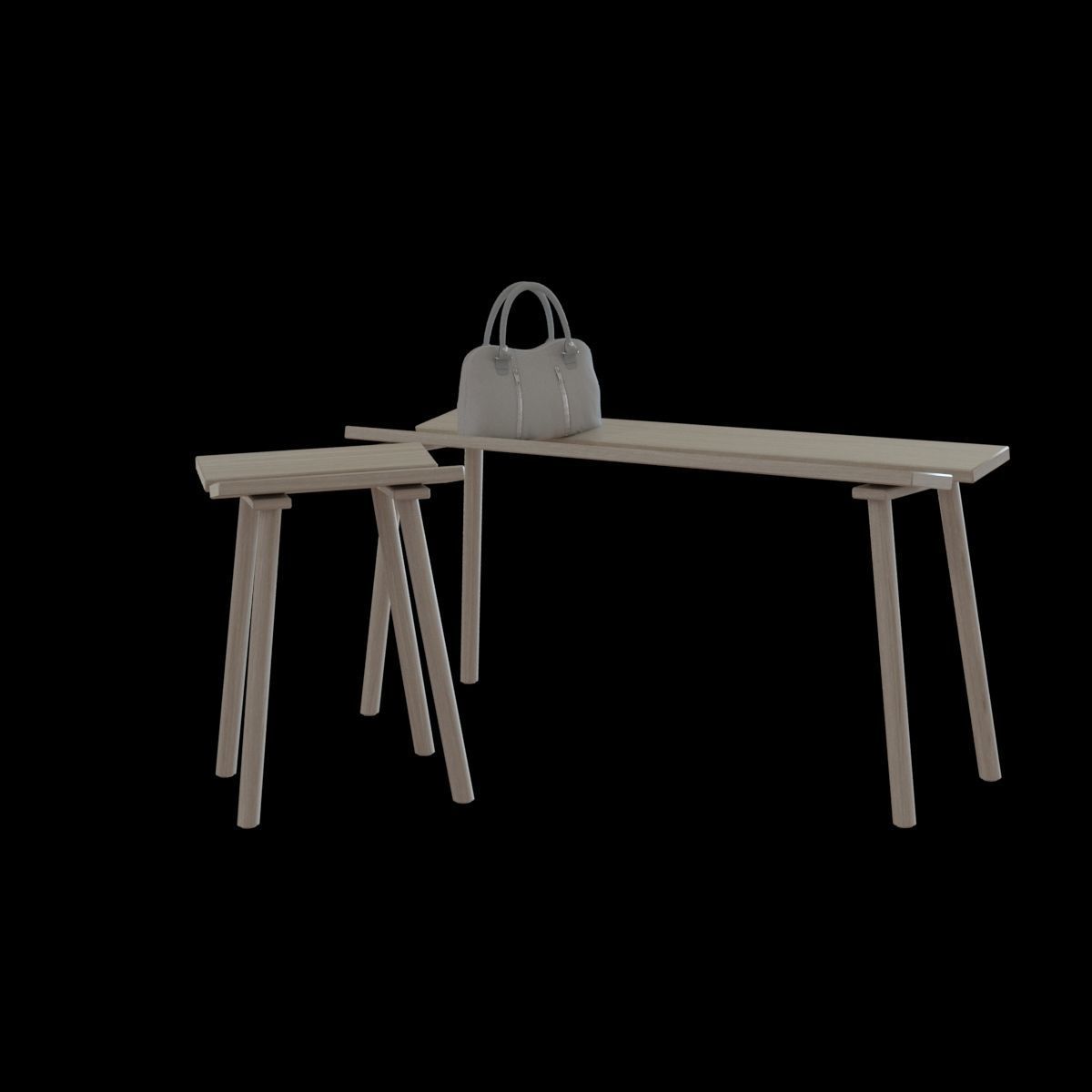 ypperlig bench and stool 3D model_2
