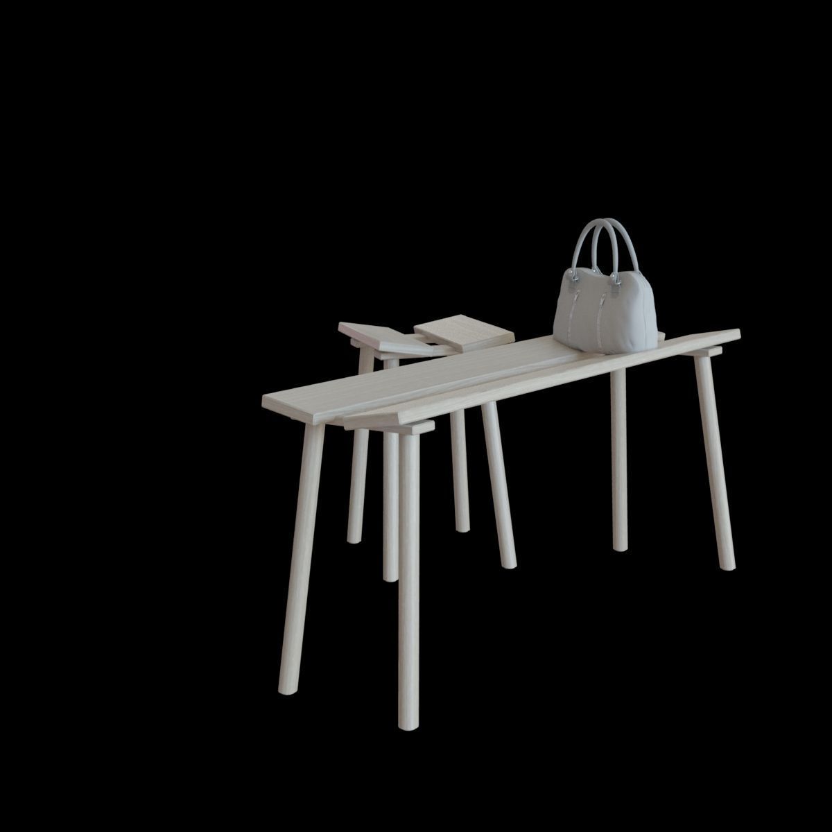 ypperlig bench and stool 3D model_4