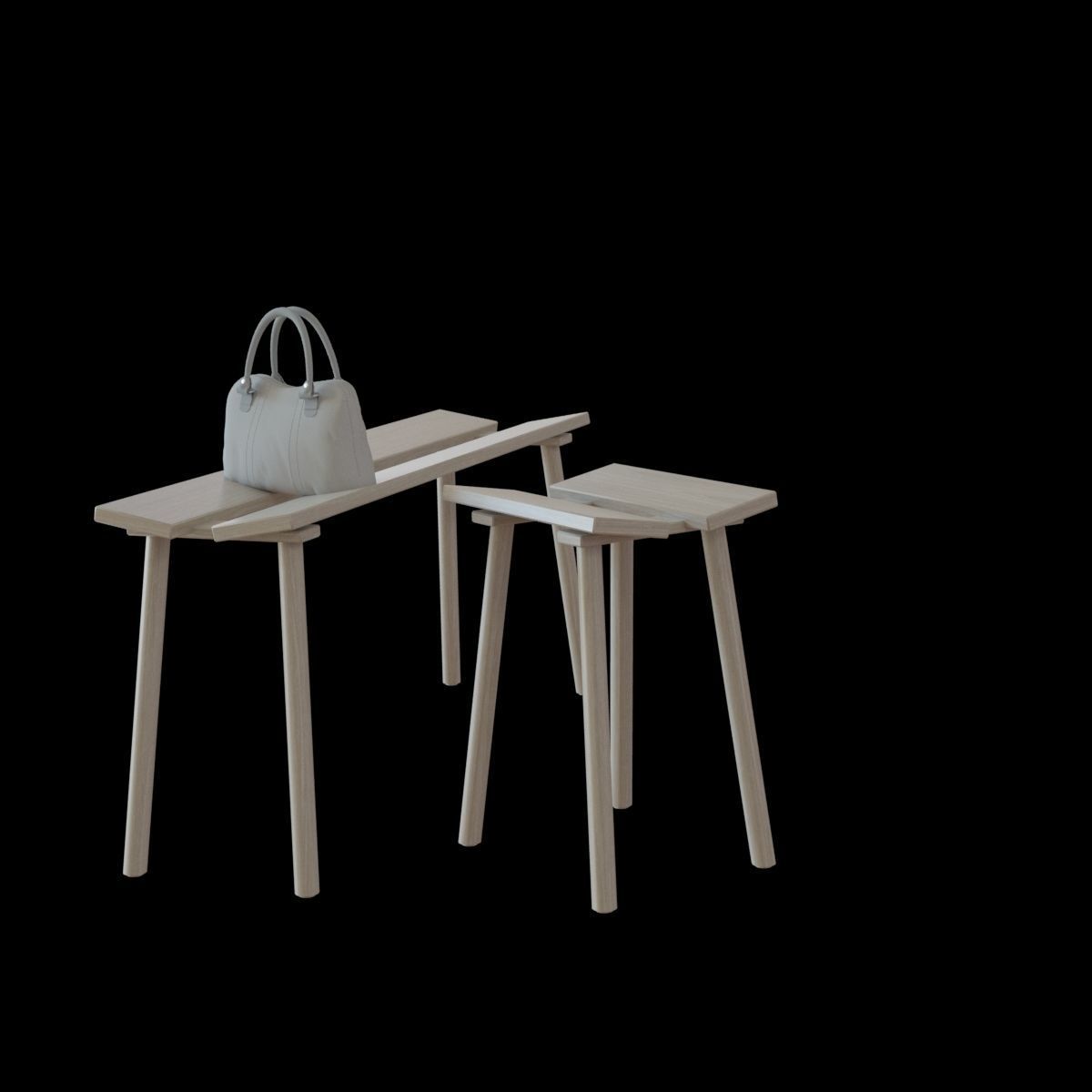 ypperlig bench and stool 3D model_14