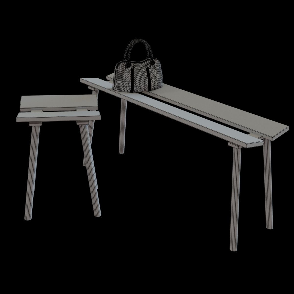 ypperlig bench and stool 3D model_1