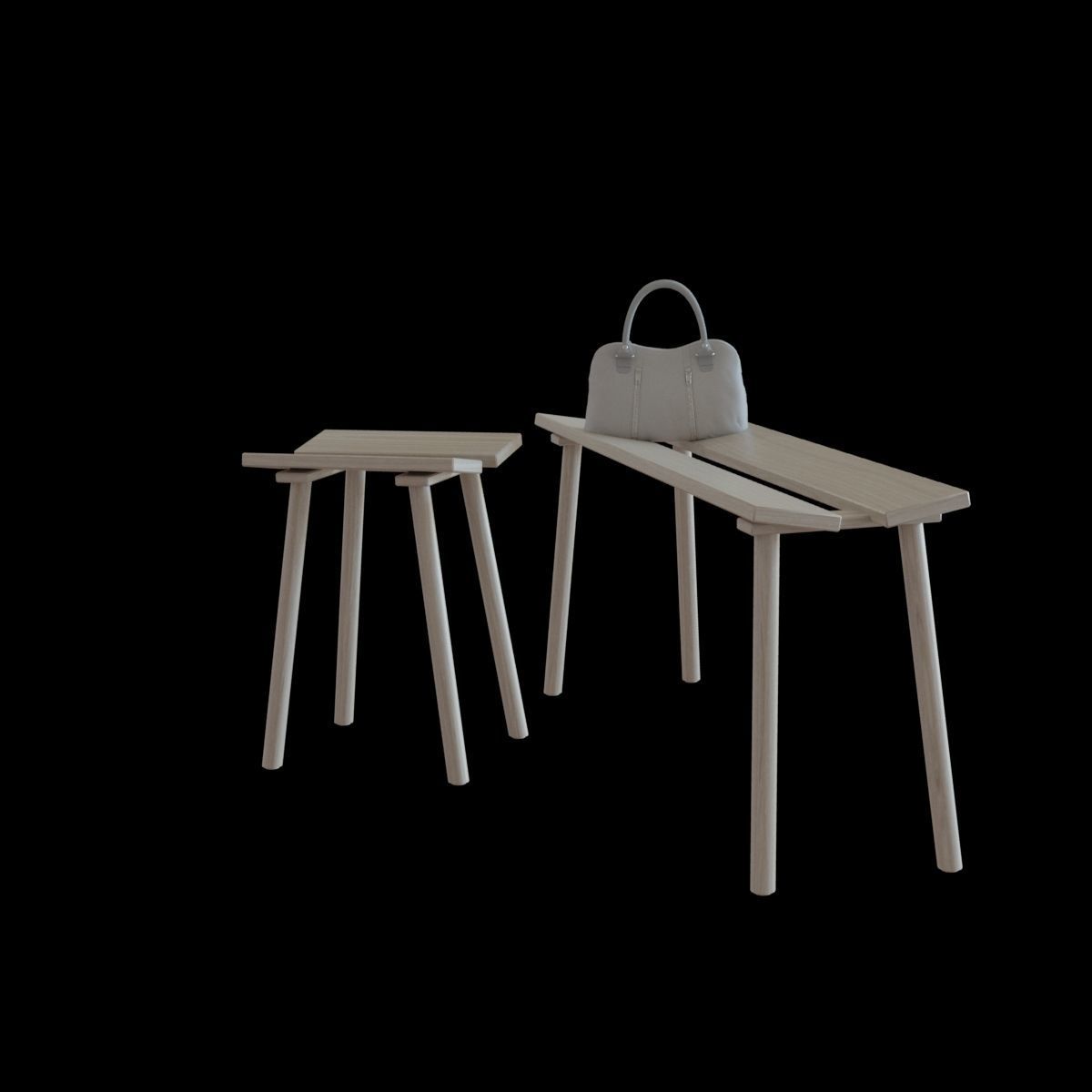 ypperlig bench and stool 3D model_3
