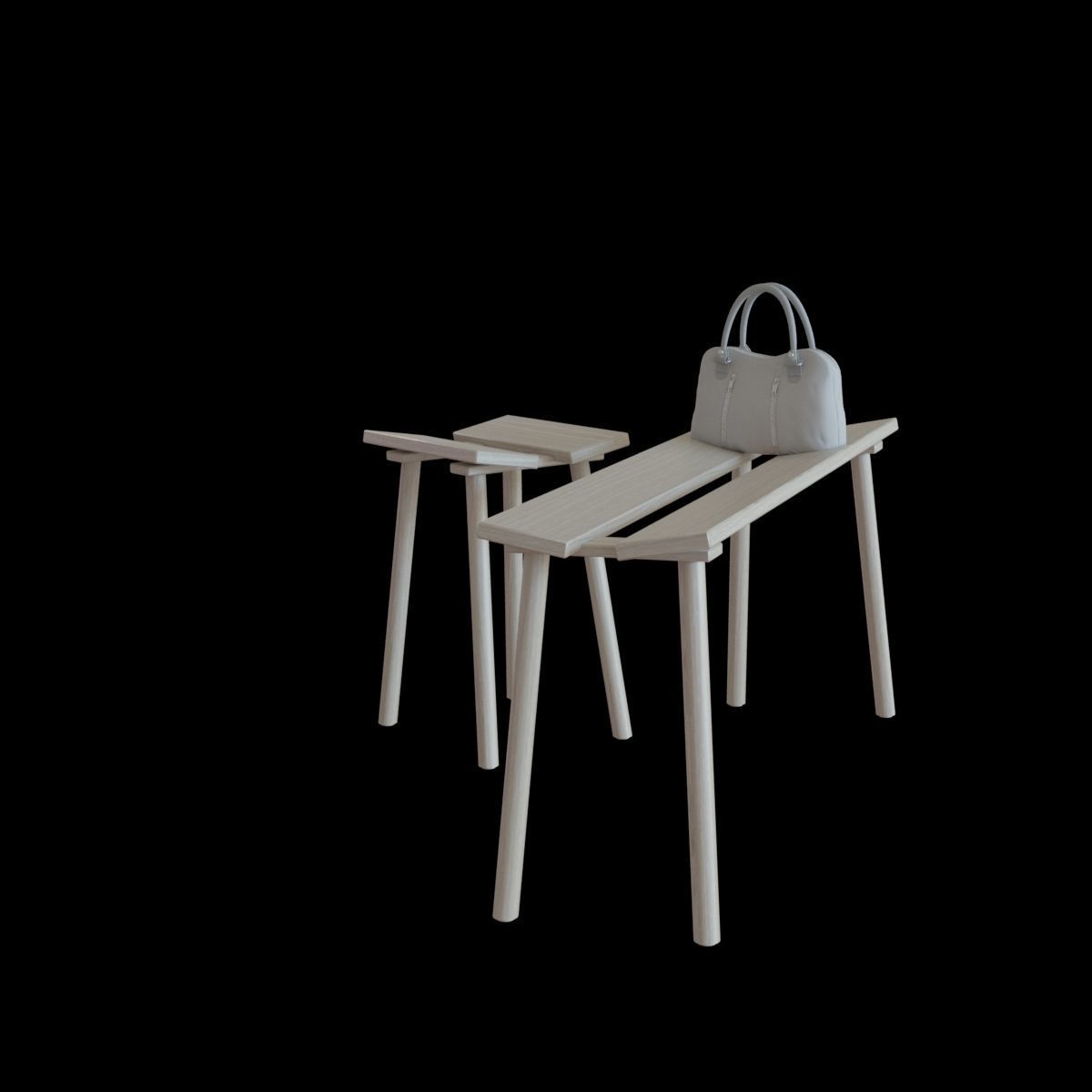 ypperlig bench and stool 3D model_5