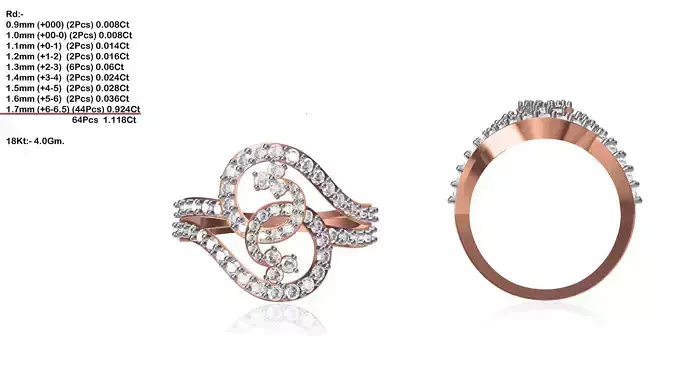 Swirl Loop Rose Gold Ring With Diamonds 4