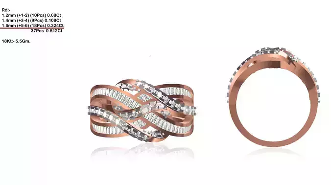 Wide Swirl Rose Gold Ring With Diamonds 4