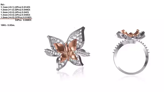 Butterfly Shaped Ring With Diamonds 1 3D print model