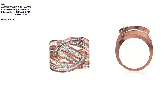 Wide Swirl Rose Gold Ring With Diamonds 11