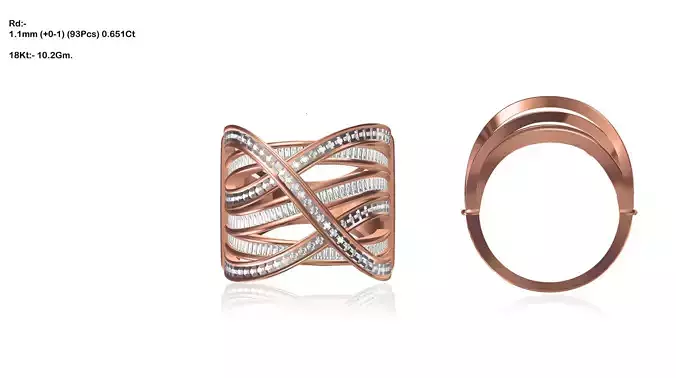 Wide Swirl Rose Gold Ring With Diamonds 13