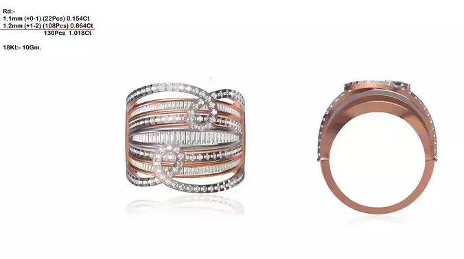 Wide Loop Rose Gold Ring With Diamonds