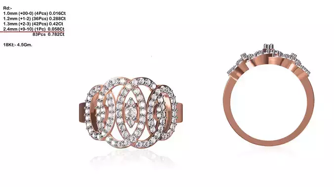 Oval Design Rose Gold Ring With Diamonds