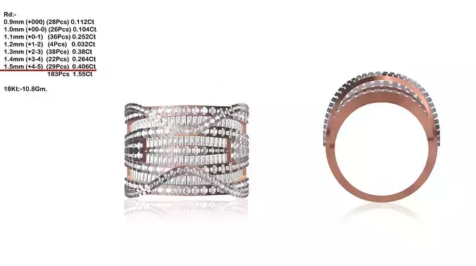 Wide Swirl Rose Gold Ring With Diamonds 14