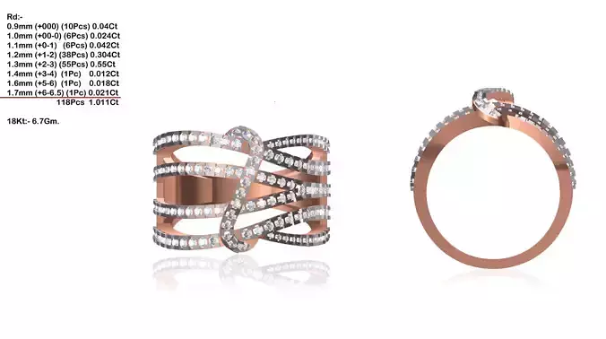 Wide Swirl Rose Gold Ring With Diamonds 15