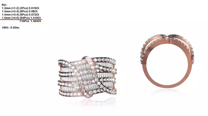 Wide Swirl Rose Gold Ring With Diamonds 17