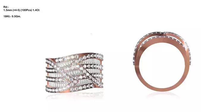 Wide Swirl Rose Gold Ring With Diamonds 18