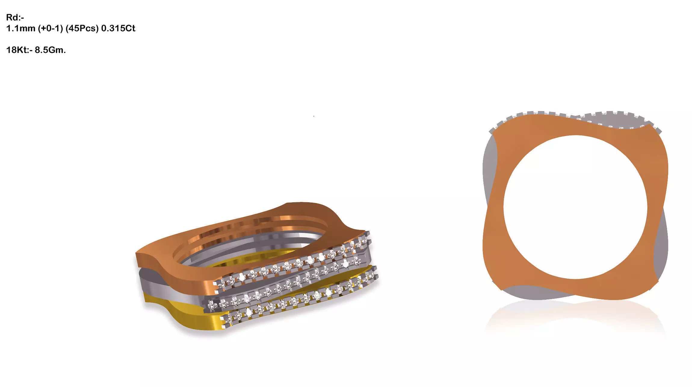 Multi Metal Ring With Diamonds 9 3D print model_0