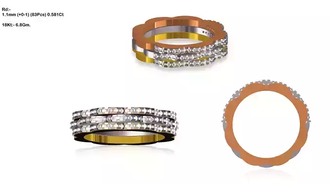 Multi Metal Ring With Diamonds 11