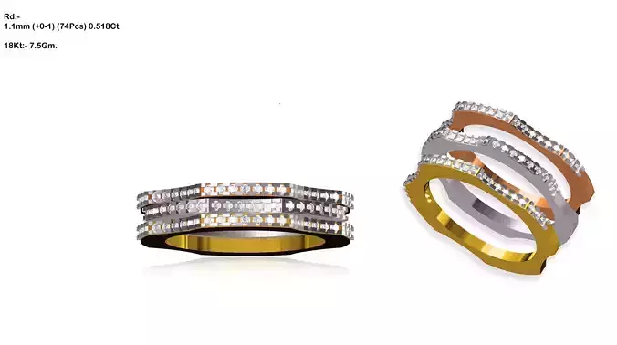 Multi Metal Ring With Diamonds 12