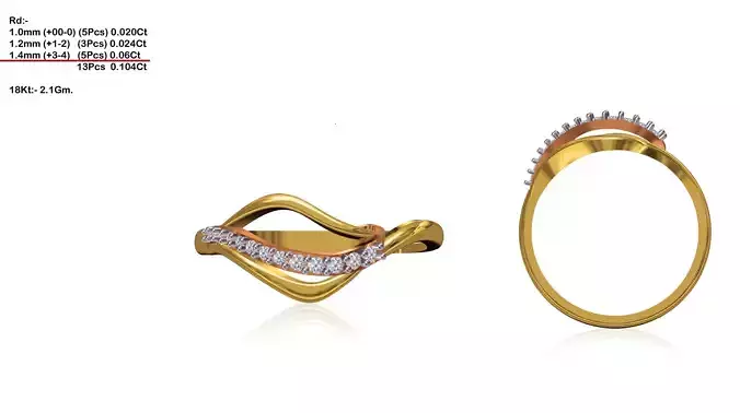 Swirl Gold Ring With Diamonds 74