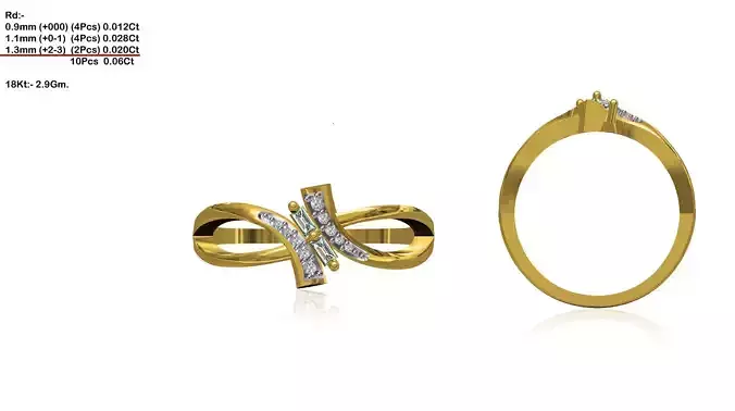 Gold Loop Ring With Diamonds 18