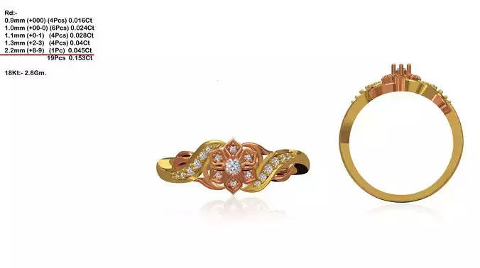 Flower Shaped Swirl Ring With Diamonds 1