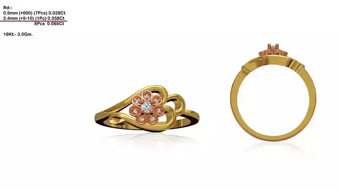 Flower Shaped Loop Ring With Diamonds