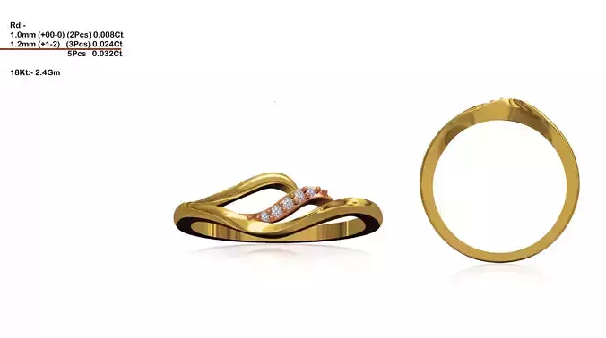 Multi Metal Swirl Ring With Diamonds 1