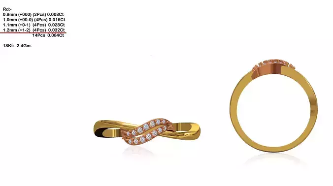 Multi Metal Swirl Ring With Diamonds 2